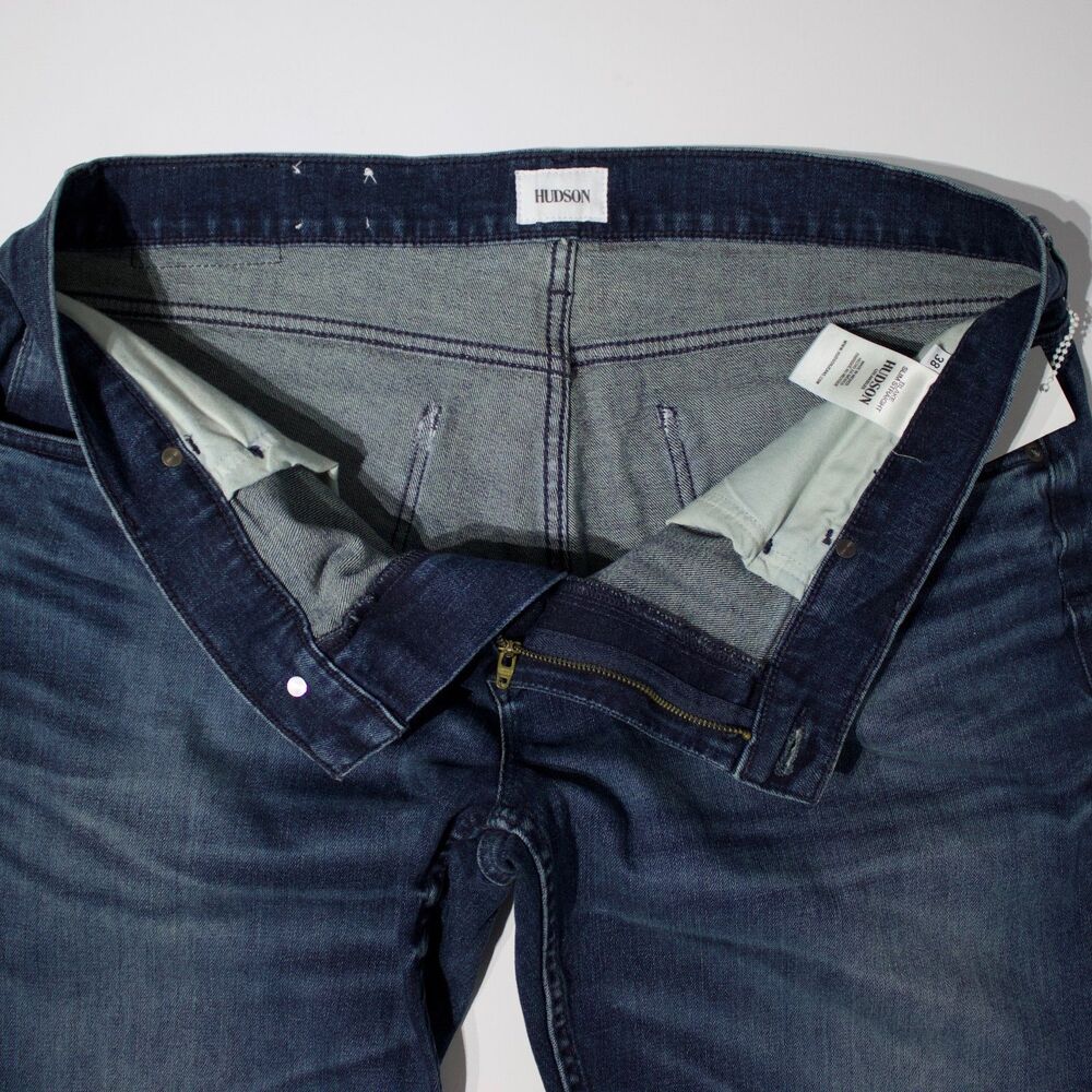 NWT $198 Hudson Blake Slim Straight Jeans Dark Wash Stretch Men Size 38x34 (J1) - Picture 9 of 15
